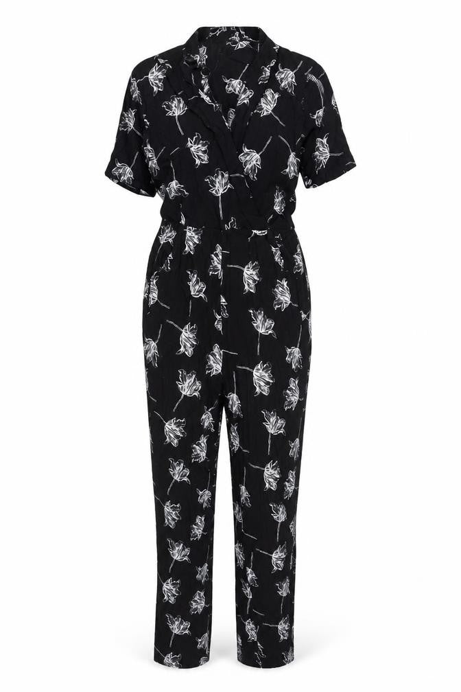 Warehouse Women’s Black Floral Viscose Jumpsuit Size 10