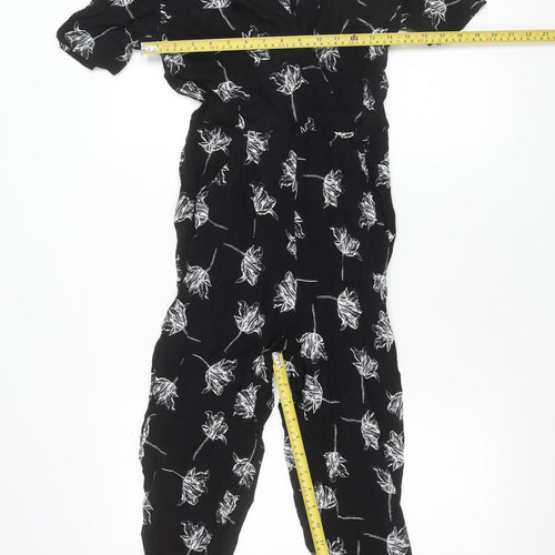 Warehouse Women’s Black Floral Viscose Jumpsuit Size 10