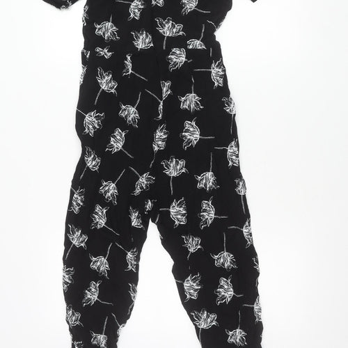 Warehouse Women’s Black Floral Viscose Jumpsuit Size 10