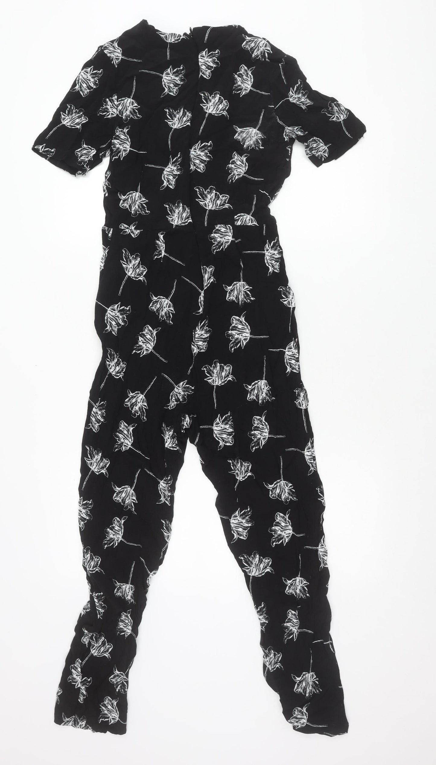 Warehouse Women’s Black Floral Viscose Jumpsuit Size 10