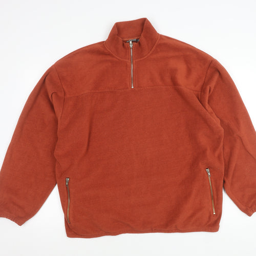 ASOS Men's Brown Fleece 1/4 Zip Sweatshirt Pullover M Regular Fit