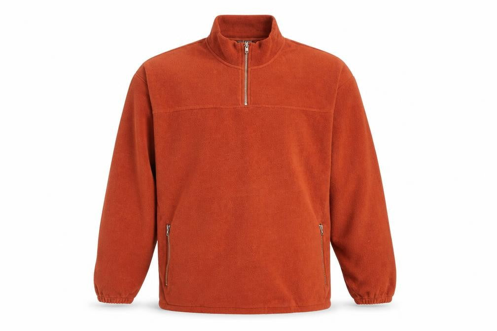Front view of ASOS Men's Brown Fleece 1/4 Zip Sweatshirt Pullover M Regular Fit