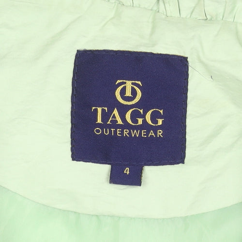 TAGG Womens Green Mid-Length Windbreaker Jacket Size 4