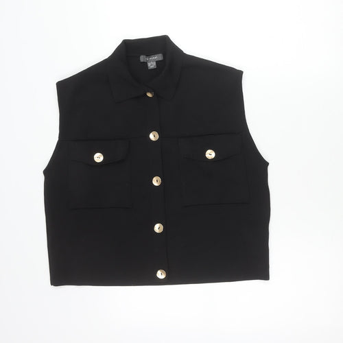 Primark Women’s Black Short Sleeve Collared Button-Up Shirt Size S
