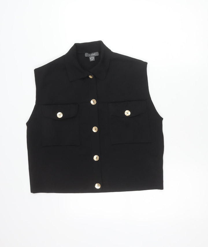 Primark Women’s Black Short Sleeve Collared Button-Up Shirt Size S