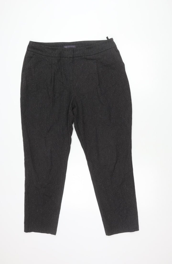 Marks and Spencer Men's Black Pleated Trousers M Regular Fit