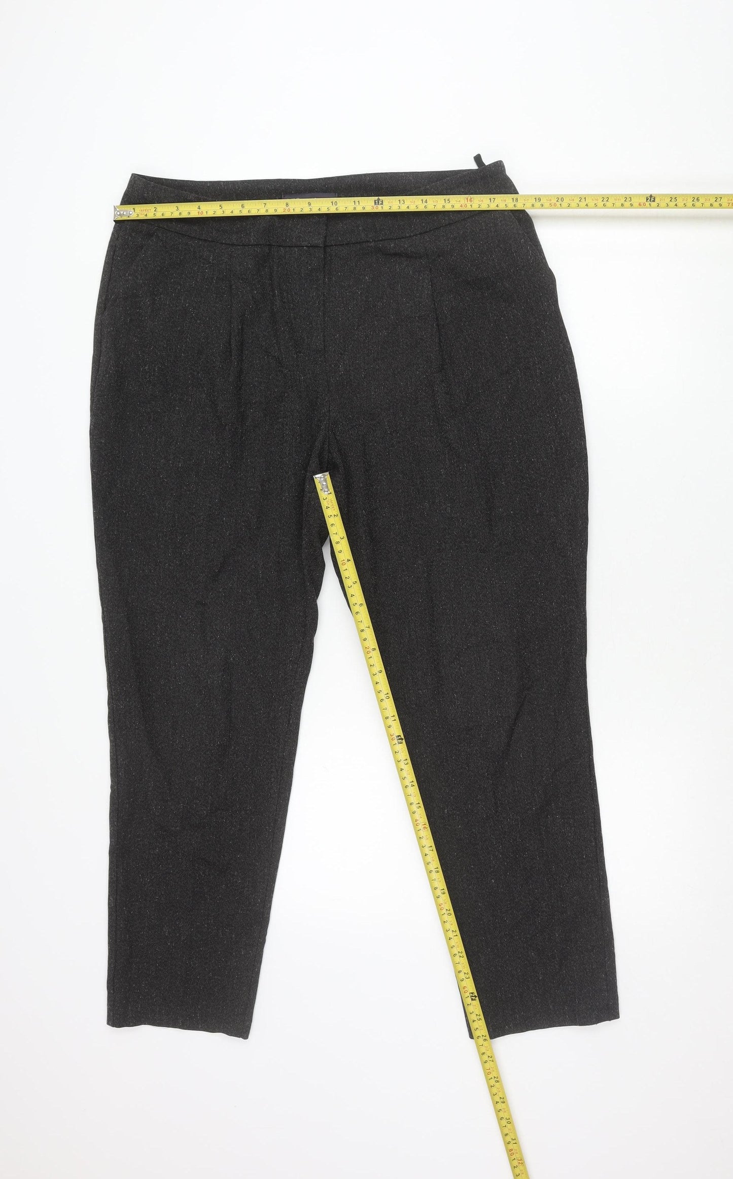 Marks and Spencer Men's Black Pleated Trousers M Regular Fit