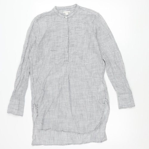Gap Women’s Grey Striped Cotton Button-Up Shirt Long Sleeve S