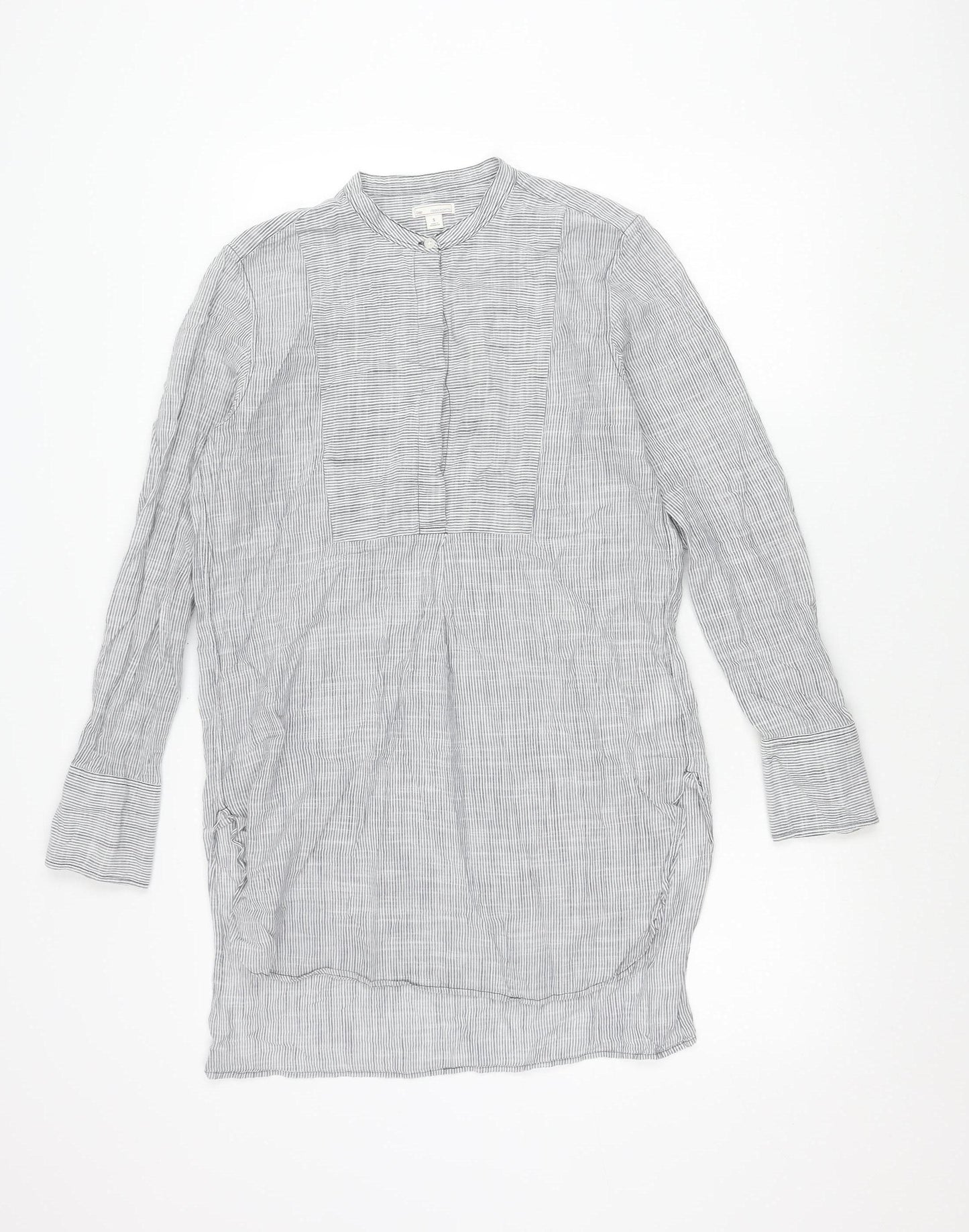 Gap Women’s Grey Striped Cotton Button-Up Shirt Long Sleeve S