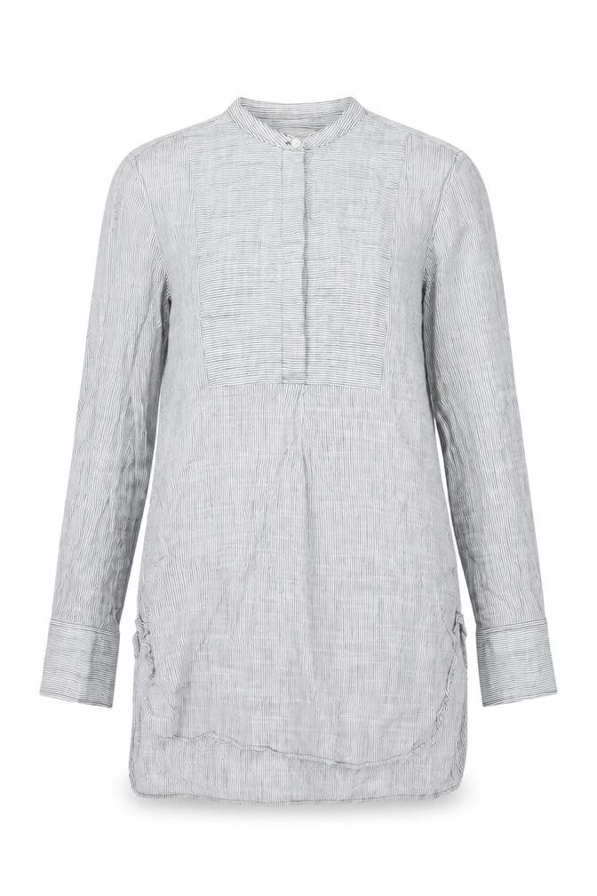 Gap Women’s Grey Striped Cotton Button-Up Shirt Long Sleeve S