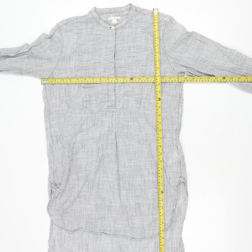 Gap Women’s Grey Striped Cotton Button-Up Shirt Long Sleeve S
