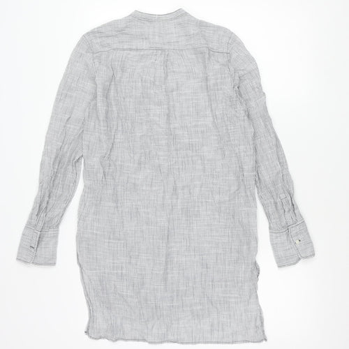 Gap Women’s Grey Striped Cotton Button-Up Shirt Long Sleeve S