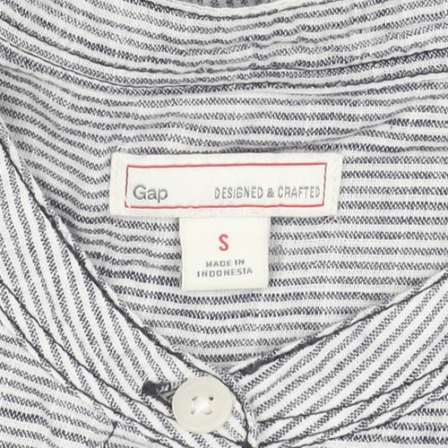 Gap Women’s Grey Striped Cotton Button-Up Shirt Long Sleeve S