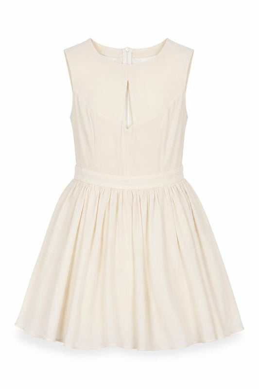 Front view of Oasis girls’ ivory fit & flare sleeveless lace party dress, size 12