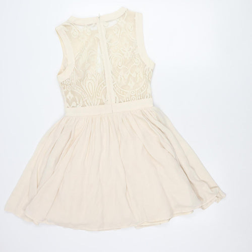 Oasis Girls Ivory Fit & Flare Sleeveless Lace Party Dress Size 12