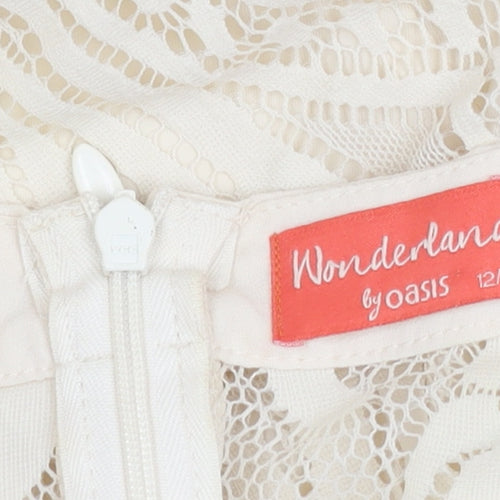 Oasis Girls Ivory Fit & Flare Sleeveless Lace Party Dress Size 12