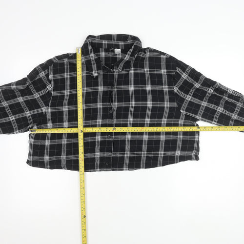 H&M Divided Womens Black Check Cropped Button-Up Shirt Size L