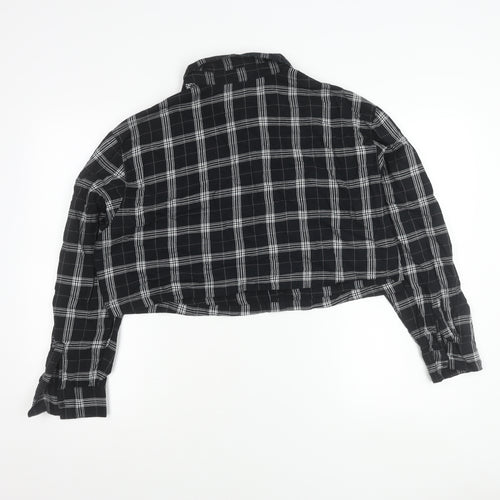 H&M Divided Womens Black Check Cropped Button-Up Shirt Size L