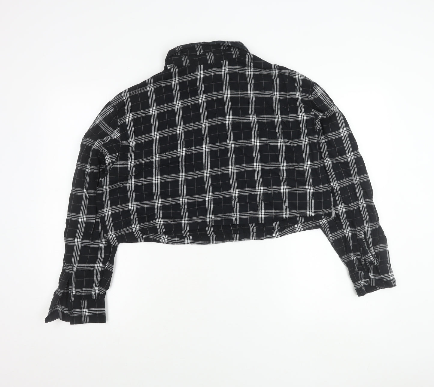 H&M Divided Womens Black Check Cropped Button-Up Shirt Size L