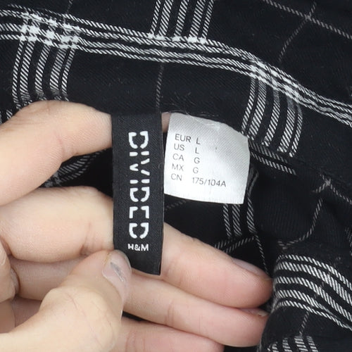 H&M Divided Womens Black Check Cropped Button-Up Shirt Size L