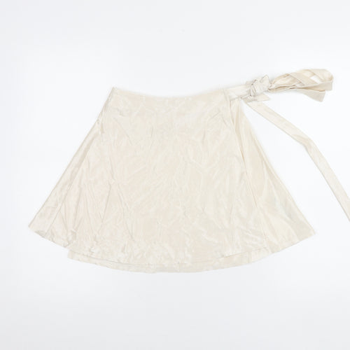 ASOS Design Women’s Ivory Wrap Skirt Size 6 Short Satin Bow
