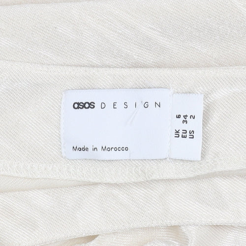 ASOS Design Women’s Ivory Wrap Skirt Size 6 Short Satin Bow