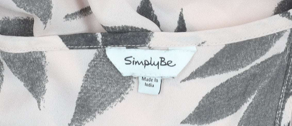 Simply Be Women’s Pink Floral Tunic Blouse UK 24 Plus Size 3/4 Sleeve