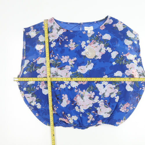 Apricot Womens Blue Floral Sleeveless Tunic Blouse UK 12