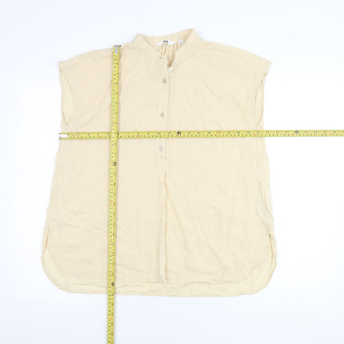 Uniqlo Womens Beige XS Button-Up Sleeveless Tunic Top