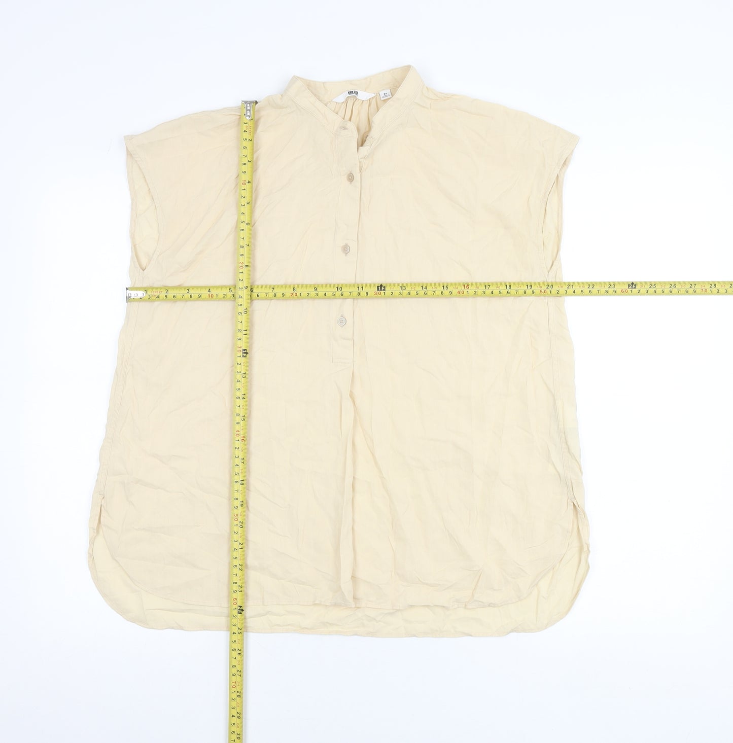 Uniqlo Womens Beige XS Button-Up Sleeveless Tunic Top