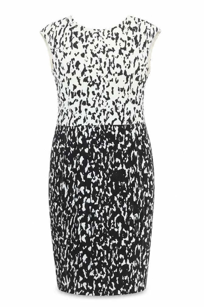 Zara Women Black White Animal Print Bodycon Dress Size 8 Sleeveless