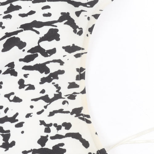Zara Women Black White Animal Print Bodycon Dress Size 8 Sleeveless