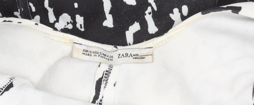 Zara Women Black White Animal Print Bodycon Dress Size 8 Sleeveless