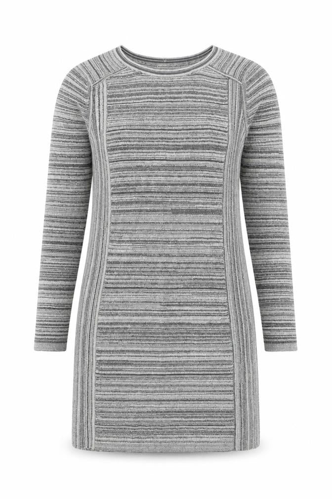Club Monaco Women Grey Striped Knit Bodycon Dress XS Long Sleeve