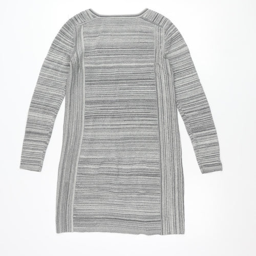 Club Monaco Women Grey Striped Knit Bodycon Dress XS Long Sleeve