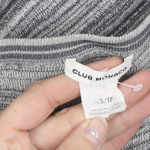 Club Monaco Women Grey Striped Knit Bodycon Dress XS Long Sleeve
