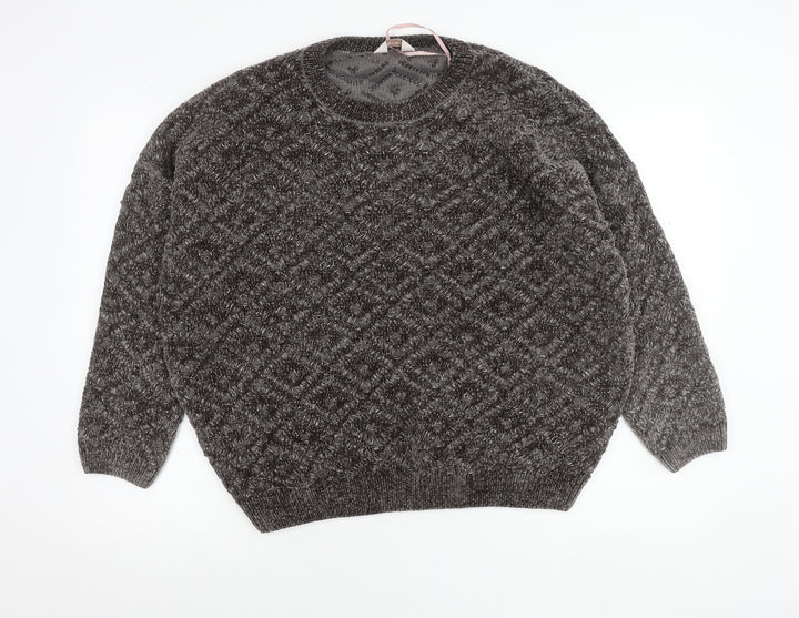 Tu Women Grey Size 18 Crew Neck Chunky Knit Pullover Jumper