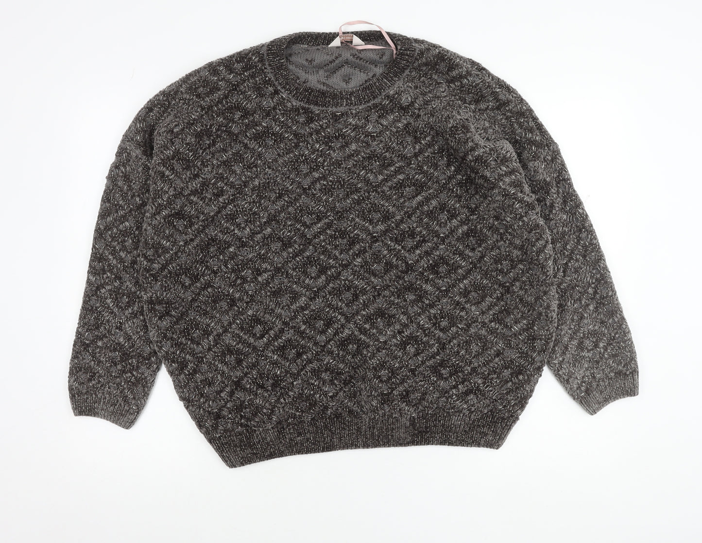 Tu Women Grey Size 18 Crew Neck Chunky Knit Pullover Jumper