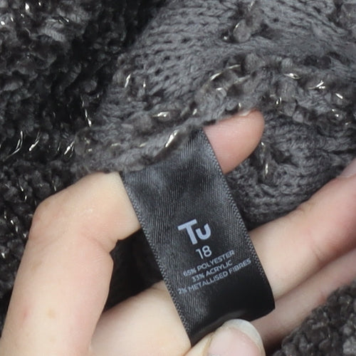 Tu Women Grey Size 18 Crew Neck Chunky Knit Pullover Jumper