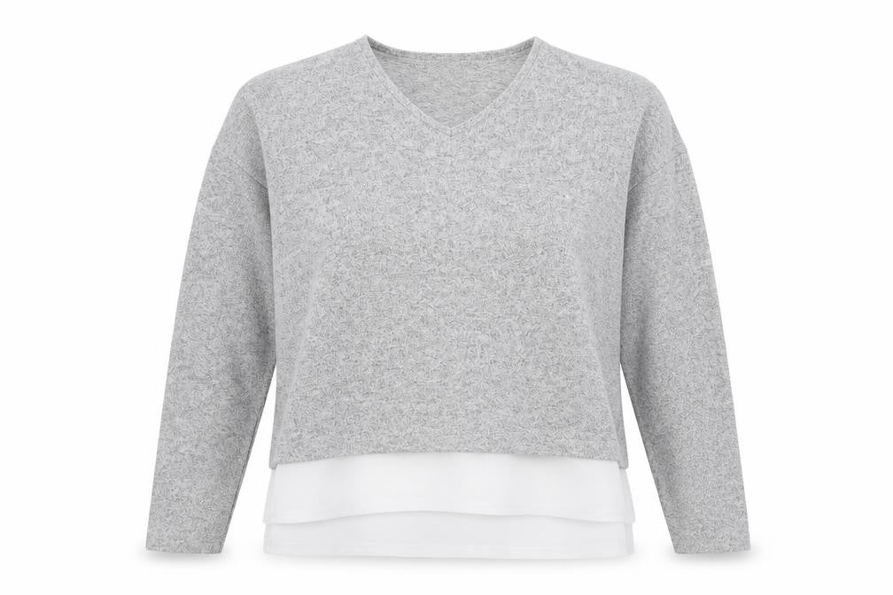 Front view of Next Women Grey V-Neck jumper Knit Long Sleeve, size S