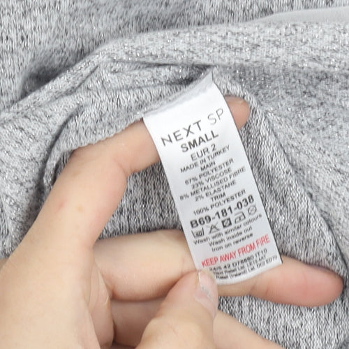 Next Women Grey V-Neck Pullover Jumper Knit Long Sleeve Size S