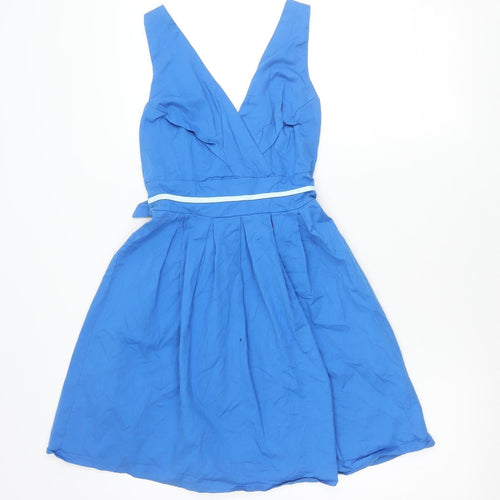 Apricot Women’s Blue Halter Cotton Knee Length Dress Size 12