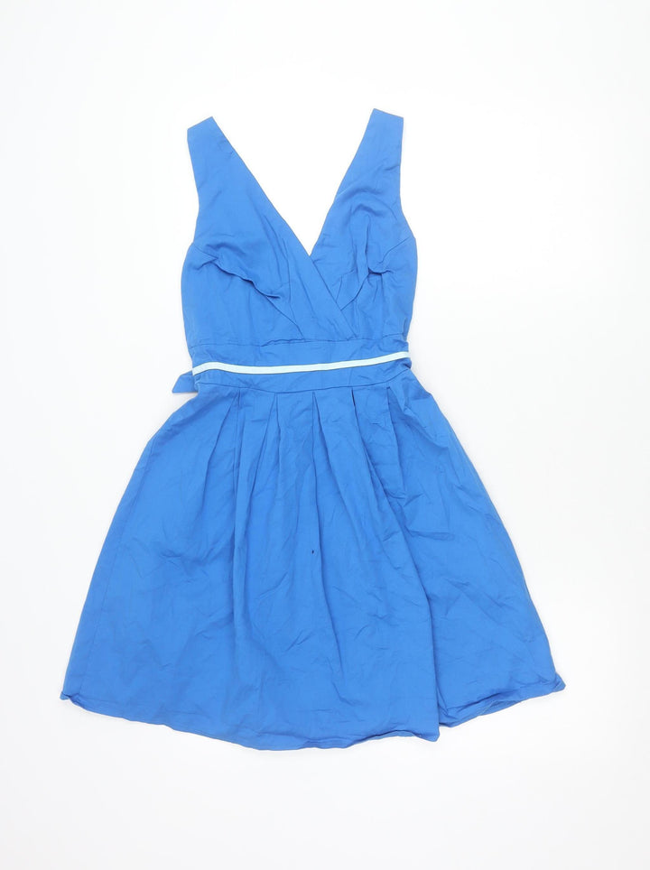 Apricot Women’s Blue Halter Cotton Knee Length Dress Size 12