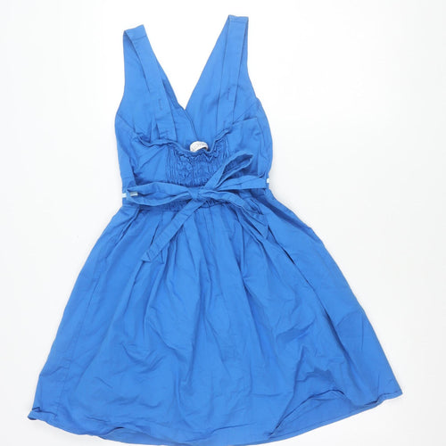 Apricot Women’s Blue Halter Cotton Knee Length Dress Size 12