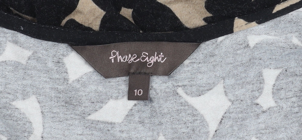 Phase Eight Women’s Black Beige Geometric Print Fit & Flare Dress Size 10