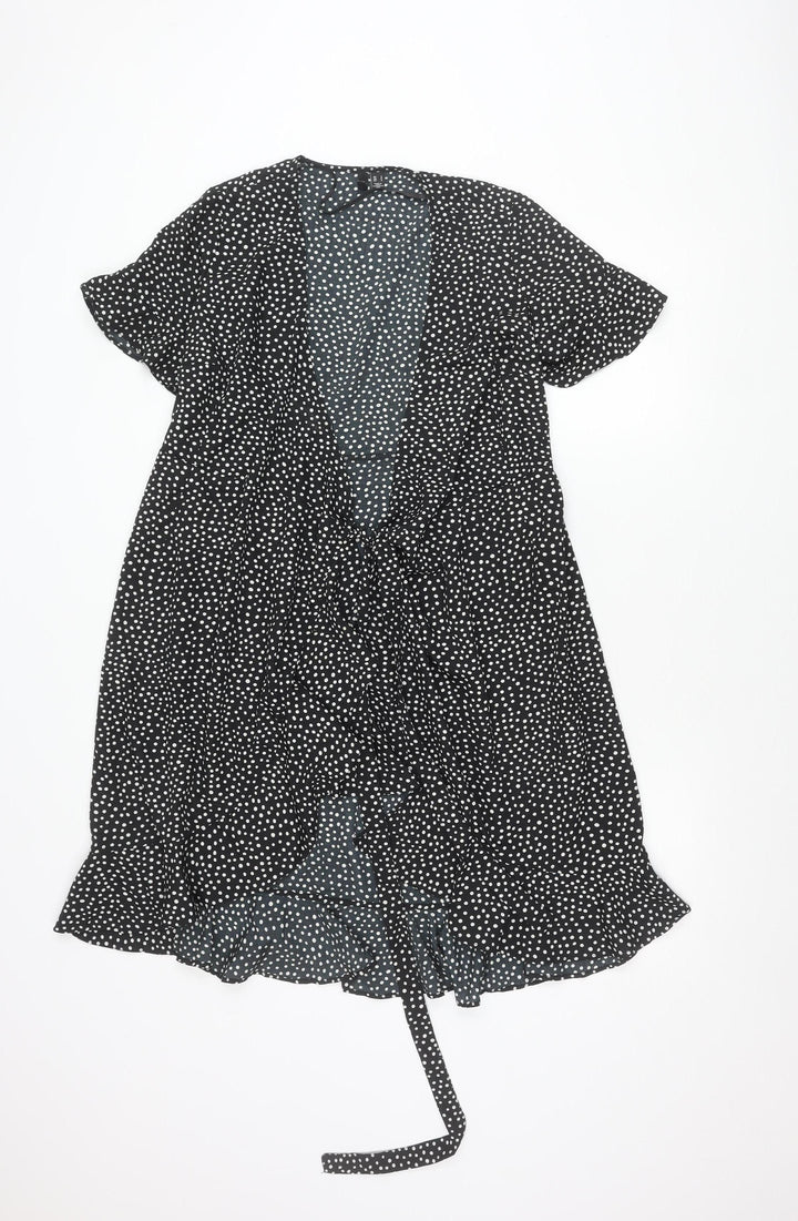 Vero Moda Women’s Black Polka Dot Wrap Dress Size S Short Sleeve