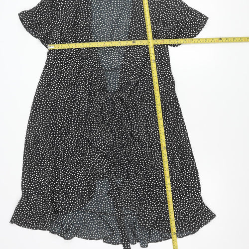 Vero Moda Women’s Black Polka Dot Wrap Dress Size S Short Sleeve