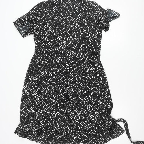 Vero Moda Women’s Black Polka Dot Wrap Dress Size S Short Sleeve