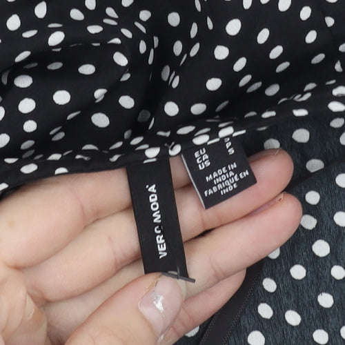 Vero Moda Women’s Black Polka Dot Wrap Dress Size S Short Sleeve