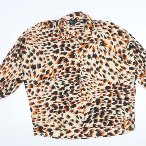 Saloos Womens Multicoloured Animal Print Button-Up Blouse Size 18